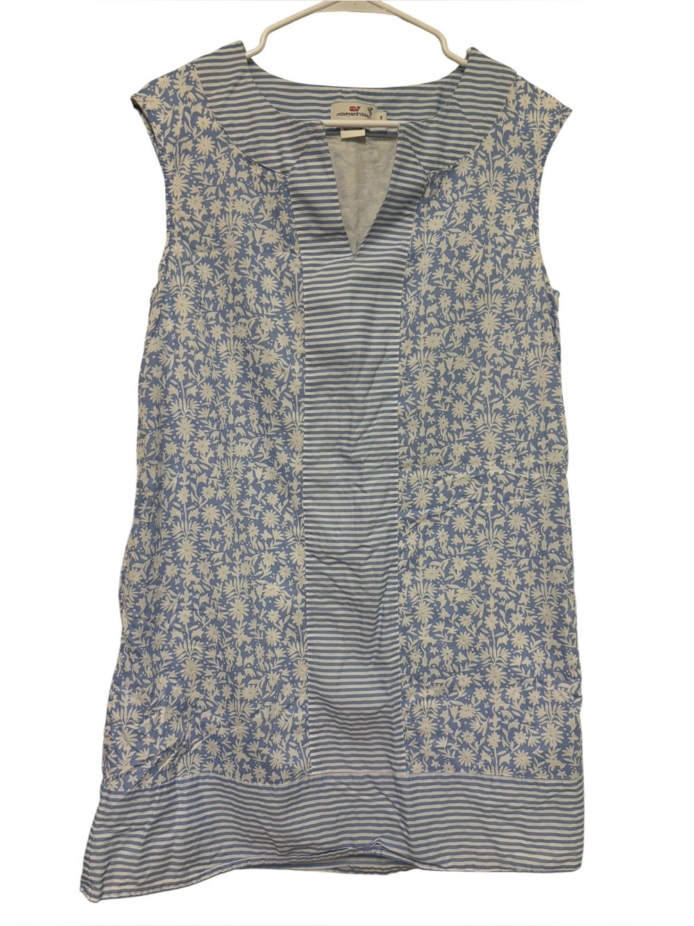 Vineyard Vines Women's Border Otomi Blue/White Striped Cotton Dress Size‎ Small
